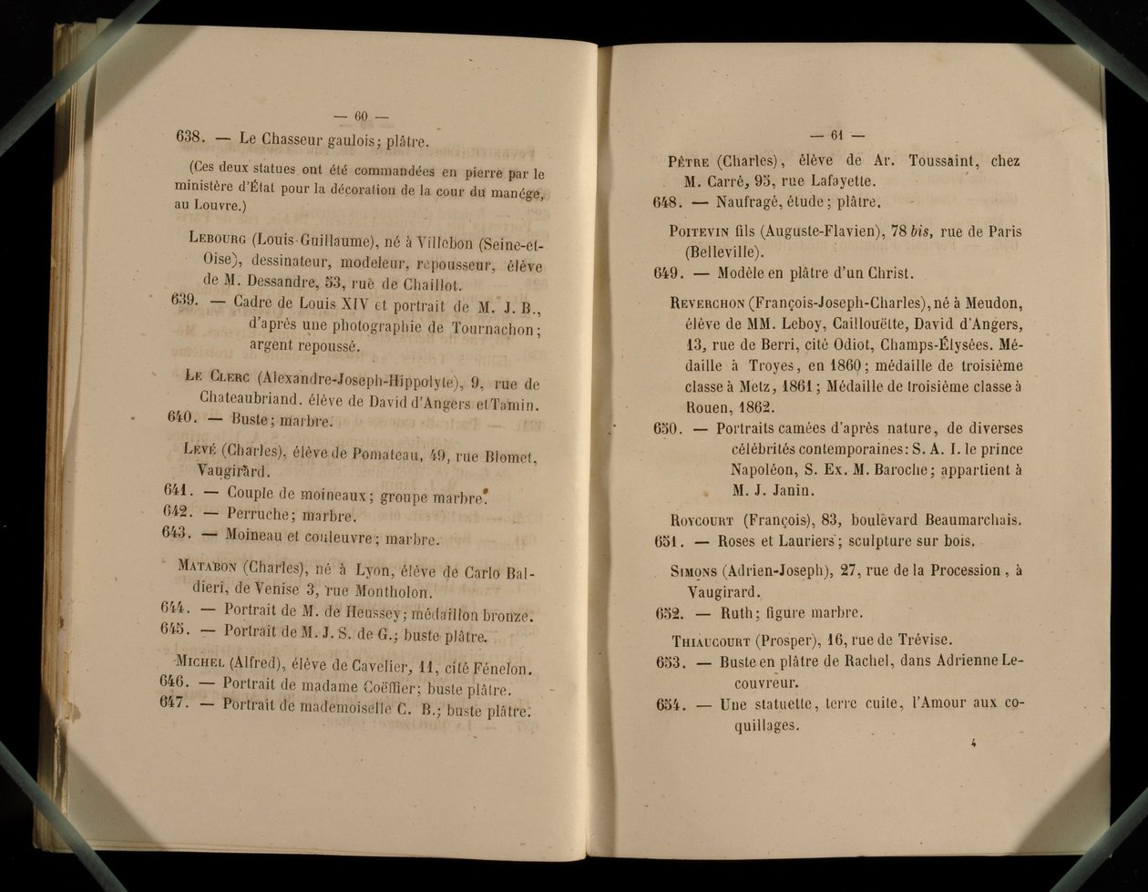 サロンデリフューズの二重ページ、1863 作： フランス語学校
