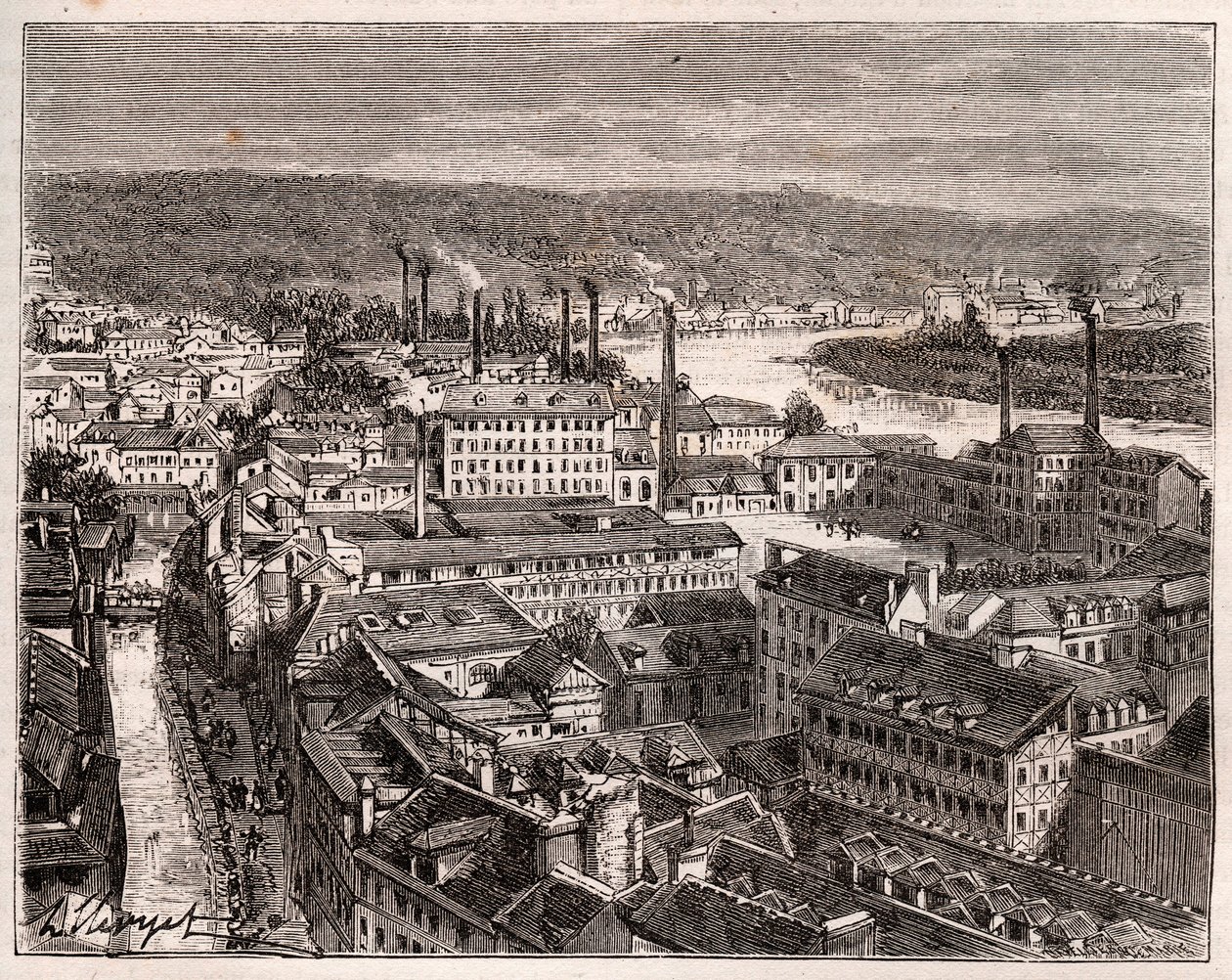 エルブーフ - セーヌ＝マリタイム - V.A.マルト＝ブラウンの「La France illustree: geographie, histoire, administration statistique」に掲載された彫刻。1884 作： フランス語学校