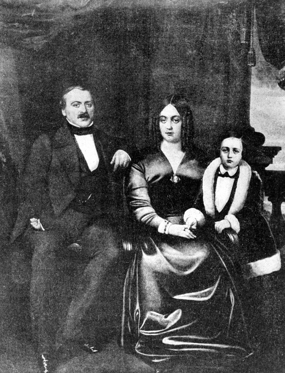 エミール・ゾラ（1840-1902）とその両親、1846年頃 作： フランス語学校