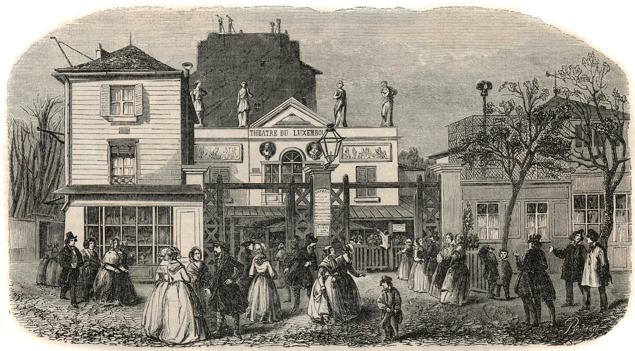 19世紀にボビーノと呼ばれたルクセンブルクの劇場の間で - Edmond Texier 1852年の「Tableau-de-Paris」に掲載されたエングレーヴィング 作： フランス語学校