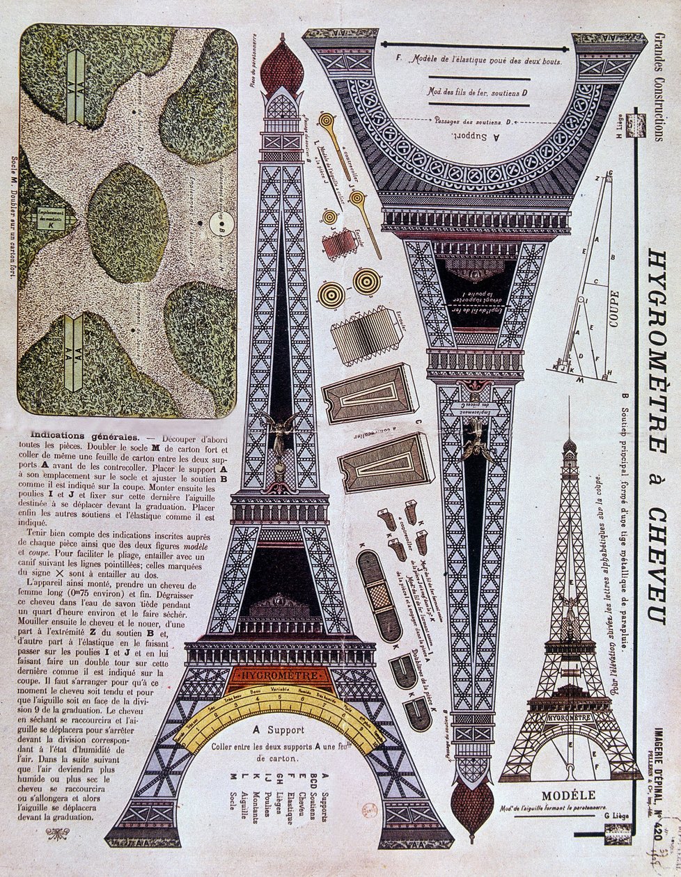 エッフェル塔の1908年のエピナル画像番号420（大建設）。 作： フランス語学校