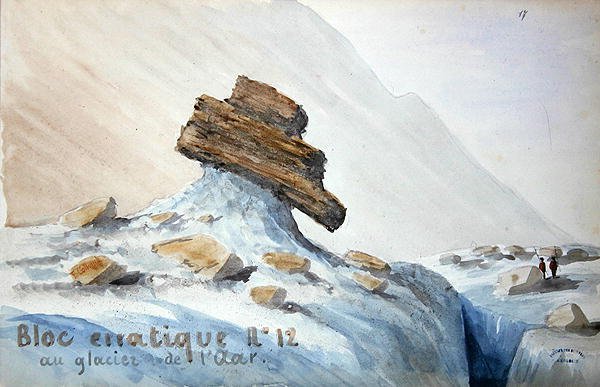 Erratic Block no.12 at the Aar Glacier in the Swiss Alps （水彩・紙） 作： フランス語学校