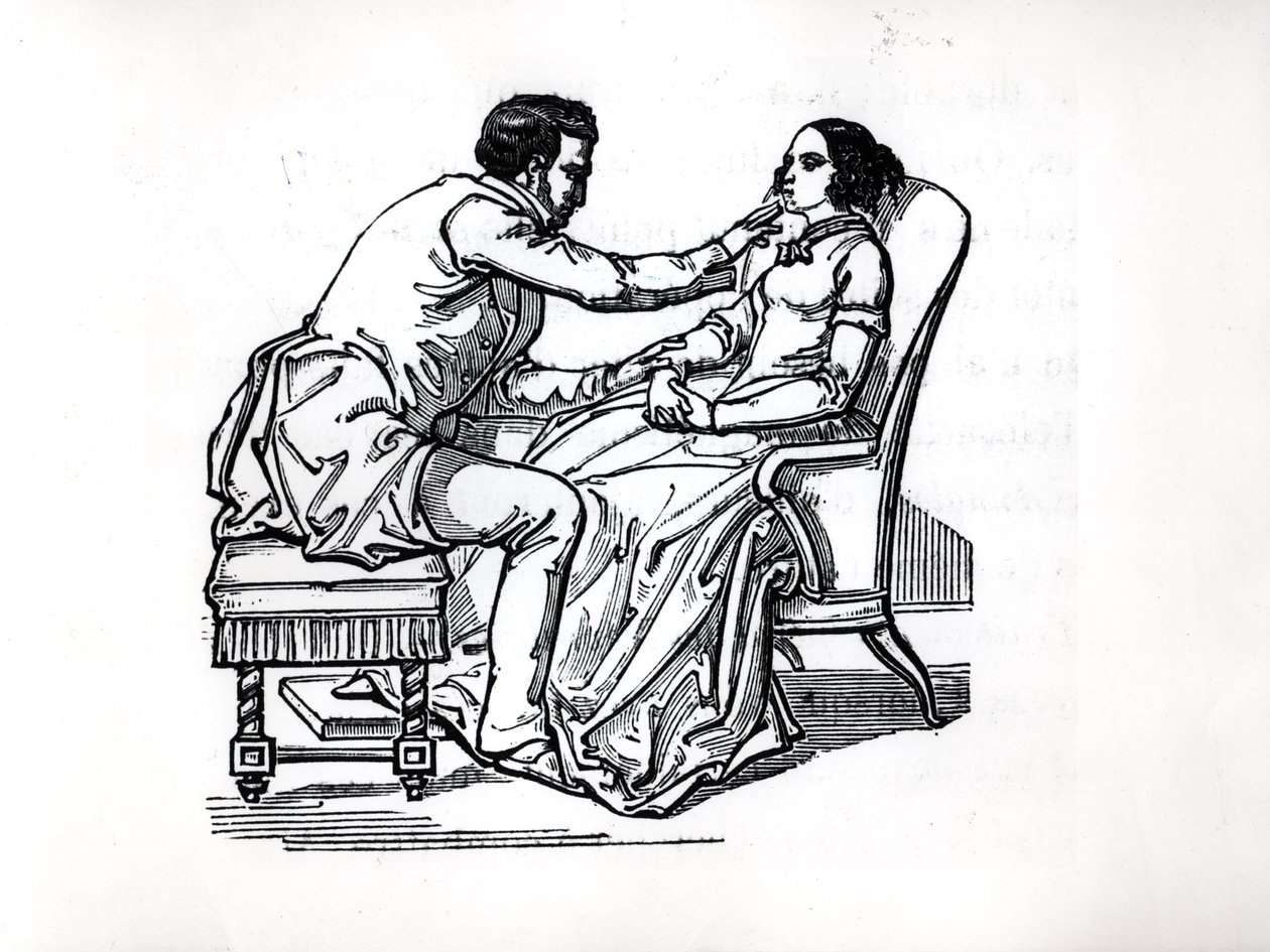 1784年のフランツアントンメスマー（1734-1815）による動物磁性の実験 作： フランス語学校