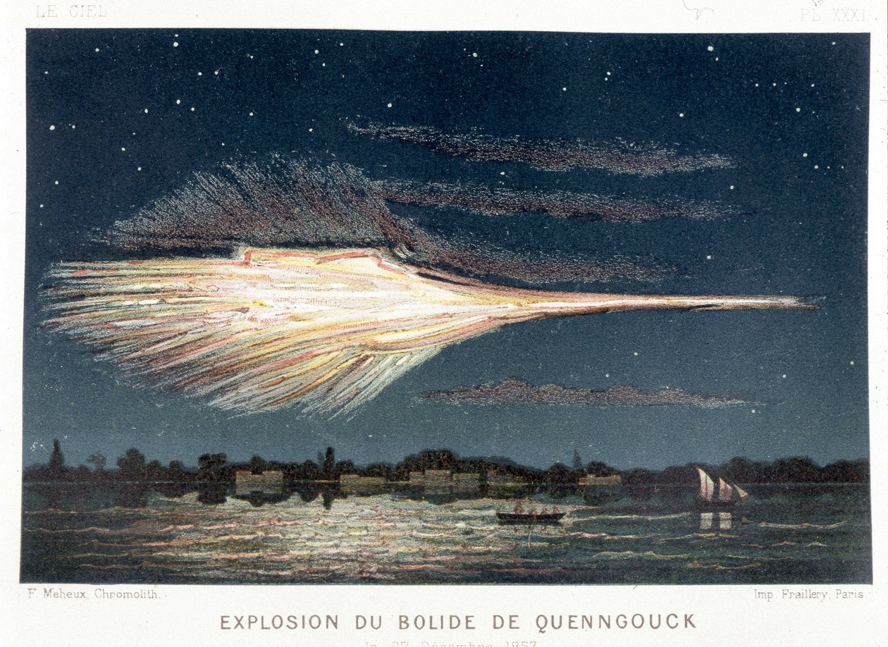 1857年12月27日のケングックボーライド（隕石）の爆発 - パリのアメデ・ギユミンの「Le Ciel」にて 作： フランス語学校