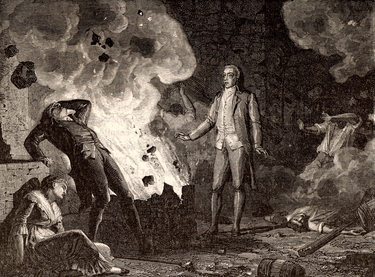 フランス、エソンヌの火薬工場の爆発（1788年頃）（エングレーヴィング 作： フランス語学校