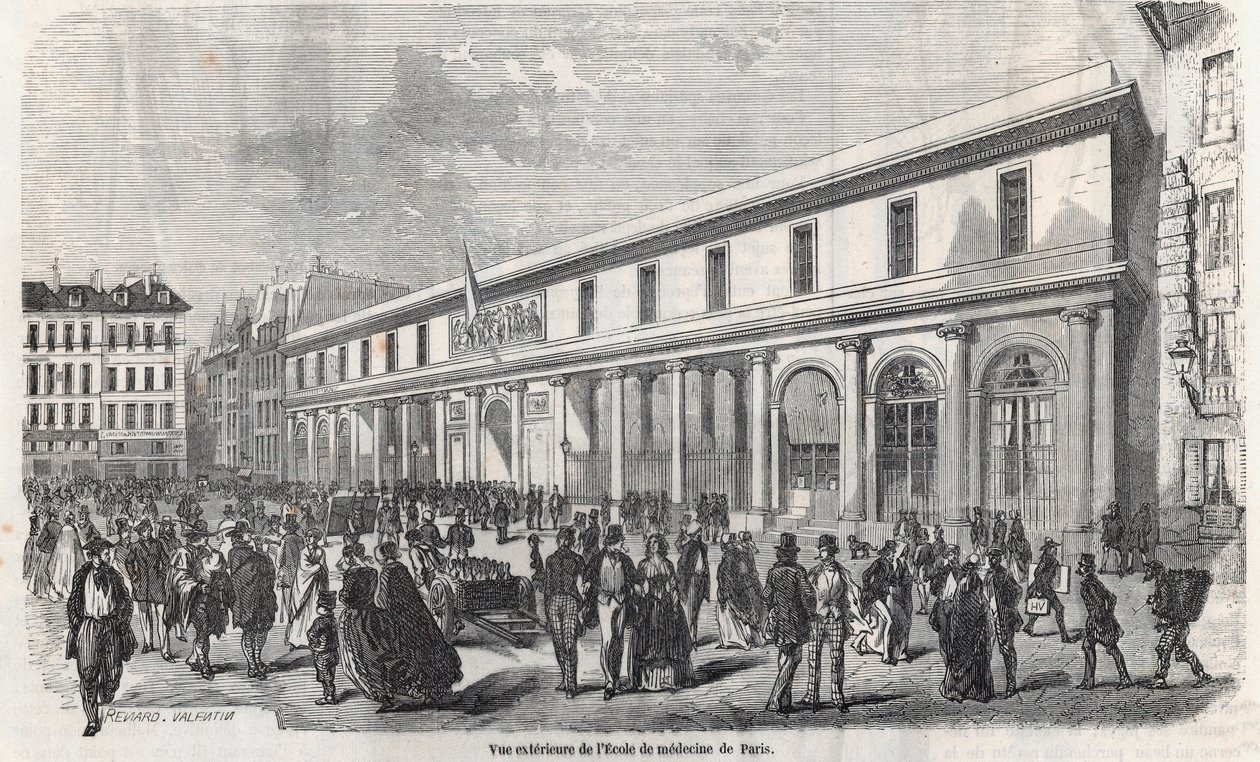 パリの医学部の外観 - Edmond Texier 1852年の「Tableau-de-Paris」に掲載されたエングレーヴィング 作： フランス語学校