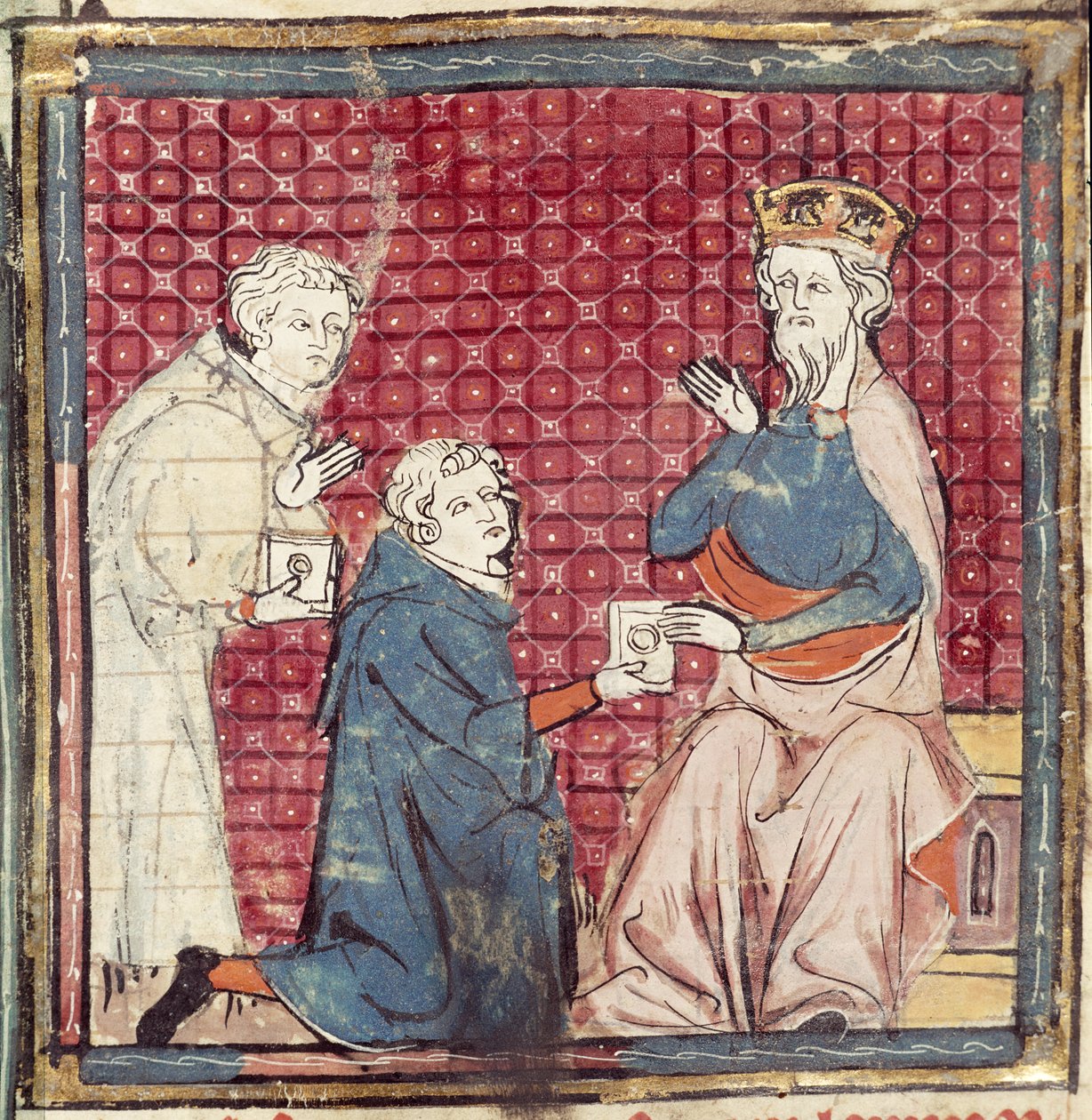 F.117rシャルルマーニュにサラセン人に対する勝利を伝えたメッセンジャー、1375〜79年 作： フランス語学校