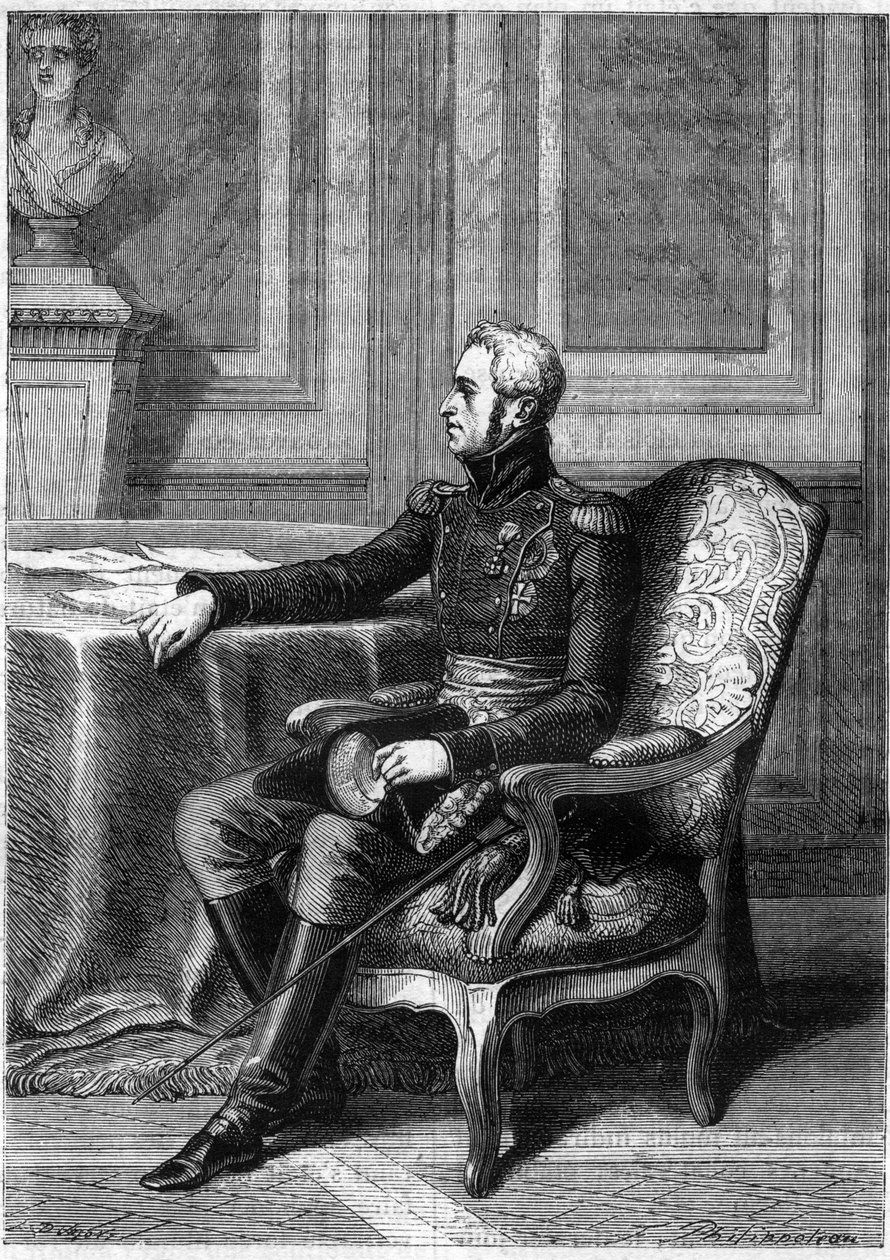 FREDERICK VI OF DENMARK - デンマーク王フレデリック6世（1768-1839）の肖像 - アドルフ・ティエールの「領事の歴史に続く帝国の歴史」に掲載 - 1879年 - 個人蔵 作： フランス語学校