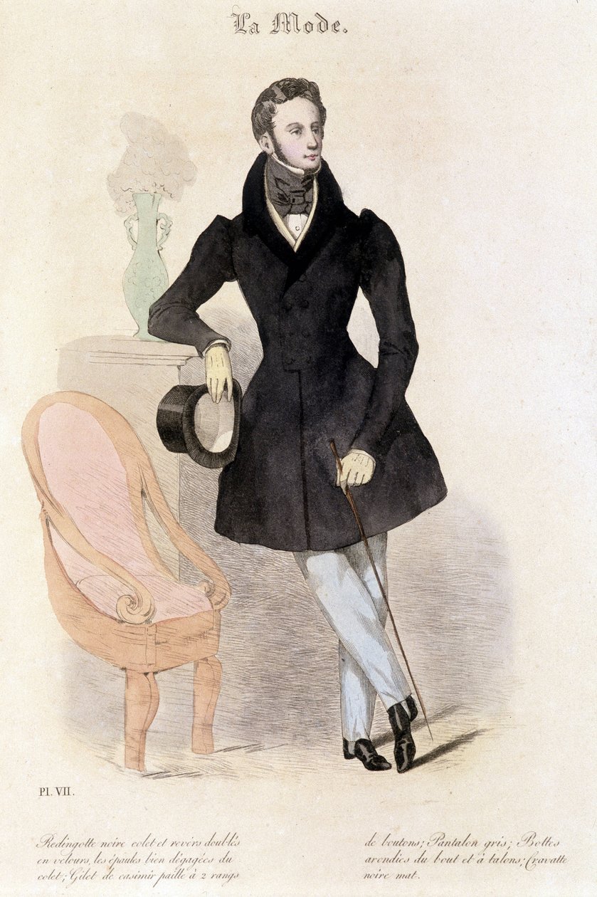 1829年の男性的なファッション - "Les Modes "にて 作： フランス語学校