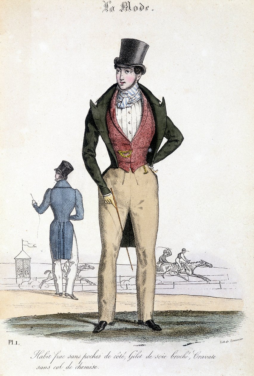 1829年の男性的ファッション - "Les Modes "に見る 作： フランス語学校