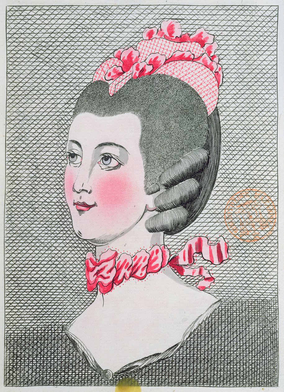 パリ1767年に公開されたSieur LegrosによるLArt de la Coiffure de Damesのファッションプレート 作： フランス語学校