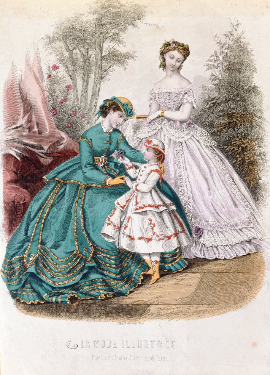 La Mode Illustree、1865のファッションプレート 作： フランス語学校
