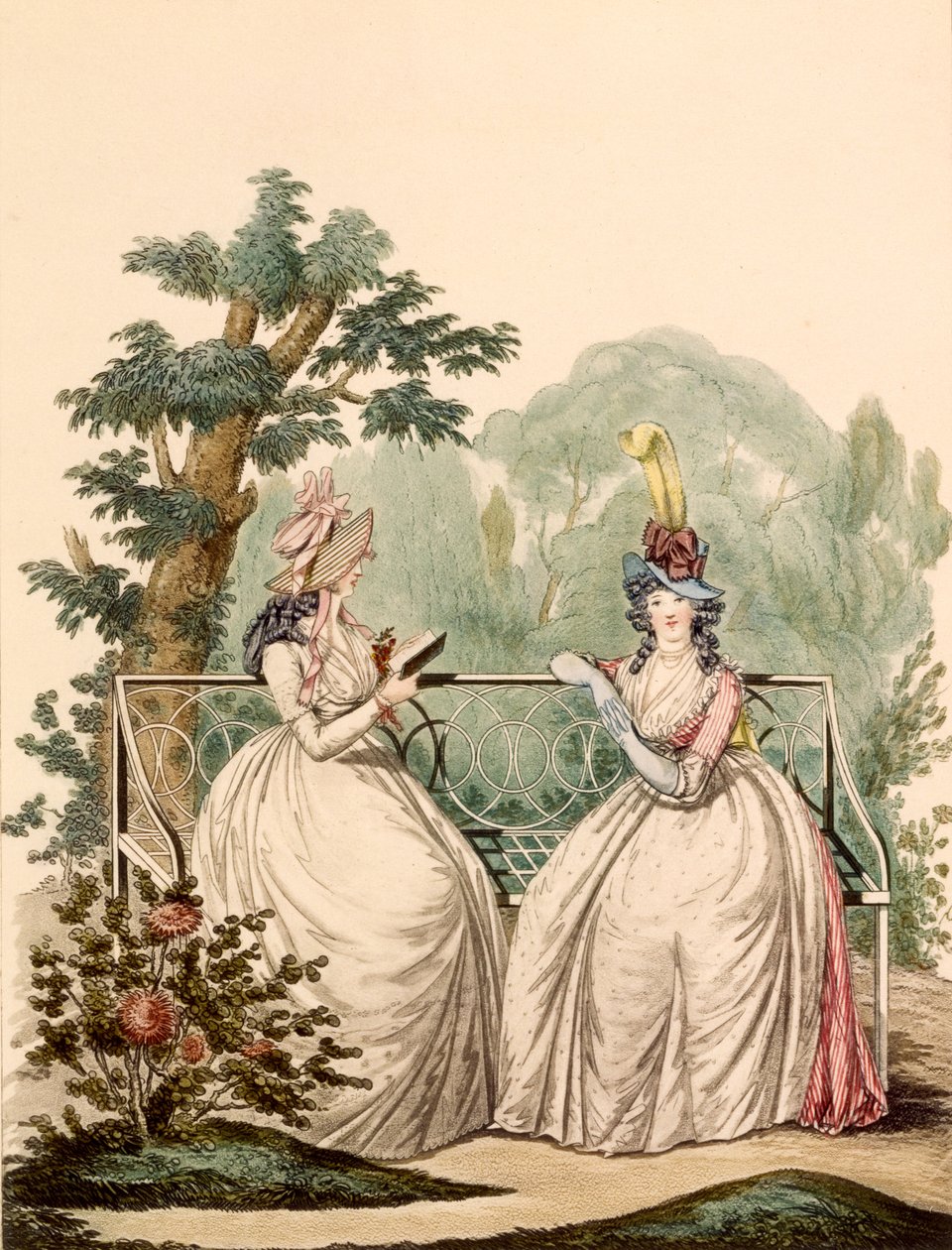 夏の日のドレスを着た女性のファッションプレート-Modes Anglaises、1794 作： フランス語学校