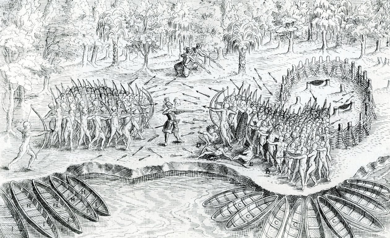 ヒューロンの戦い、サミュエル・ド・シャンプラン、1567年から1635年 作： フランス語学校