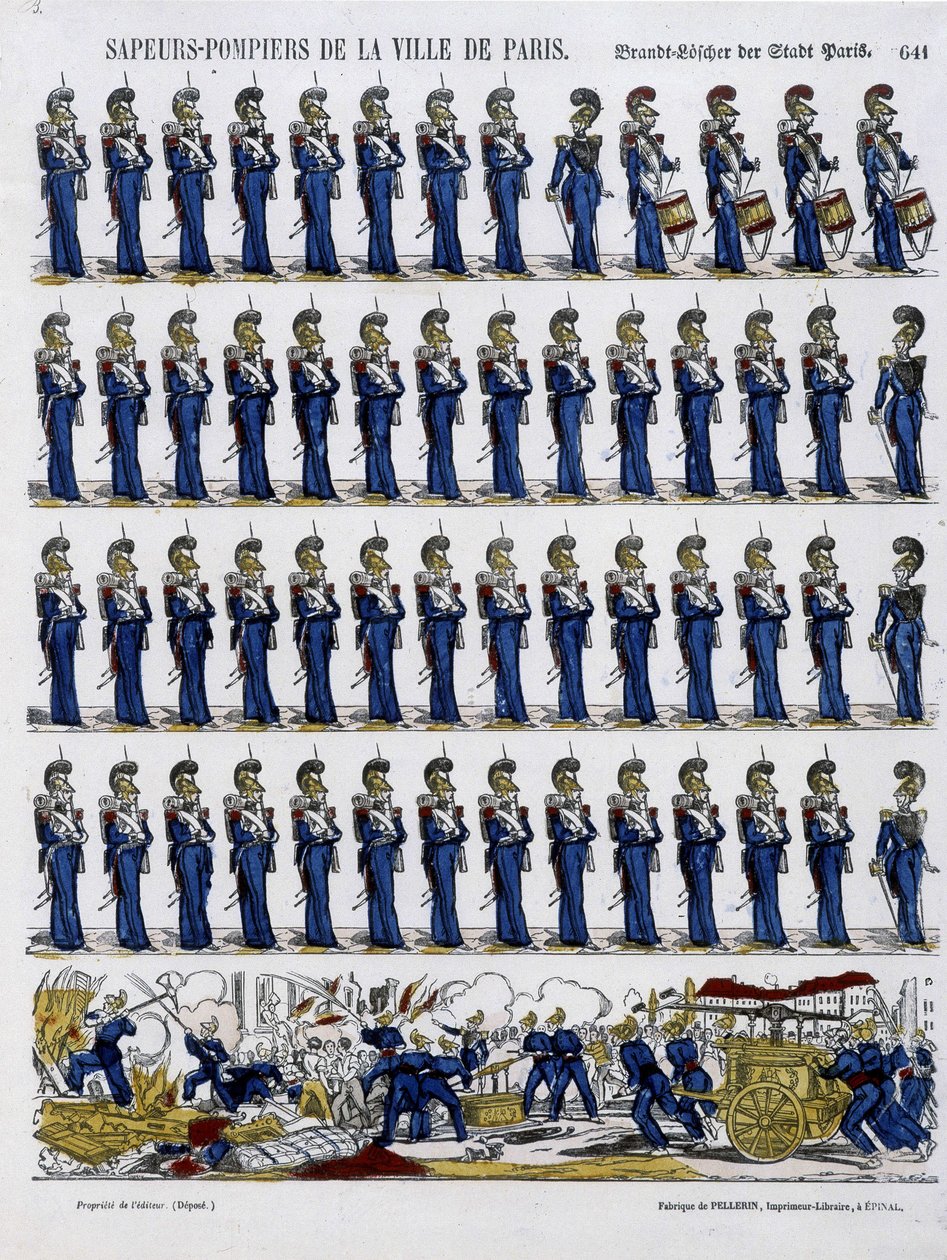パリ市の消防士たち - 1852年頃のエピナルの画像 作： フランス語学校