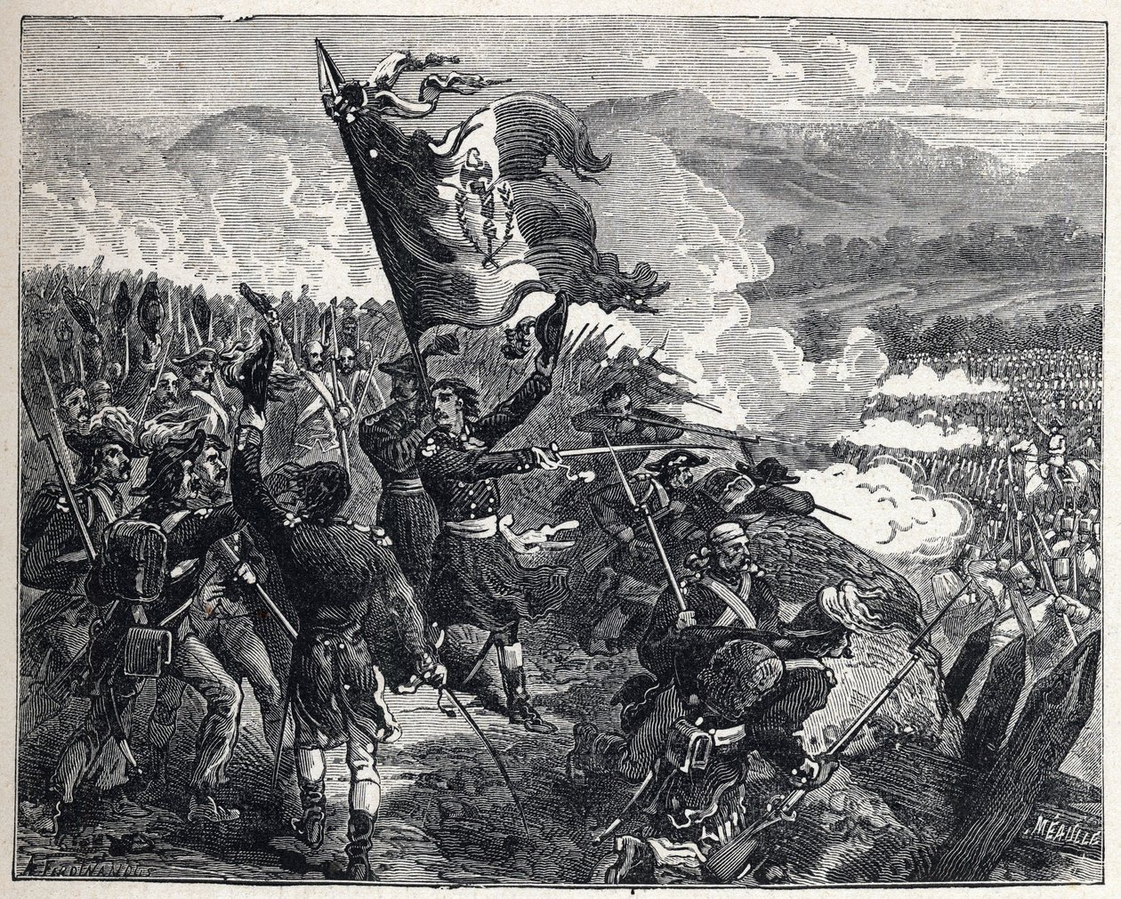 初の連隊。アントワーヌ・ギヨーム（Antoine-Guillaume）ランポン大佐（1759-1842）が4月12日のモンテノットの戦いで 作： フランス語学校