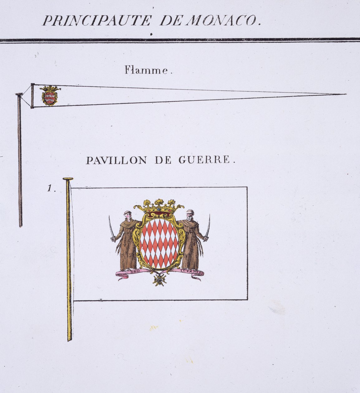 モナコの旗、フランスの旗の本、1819年頃 作： フランス語学校