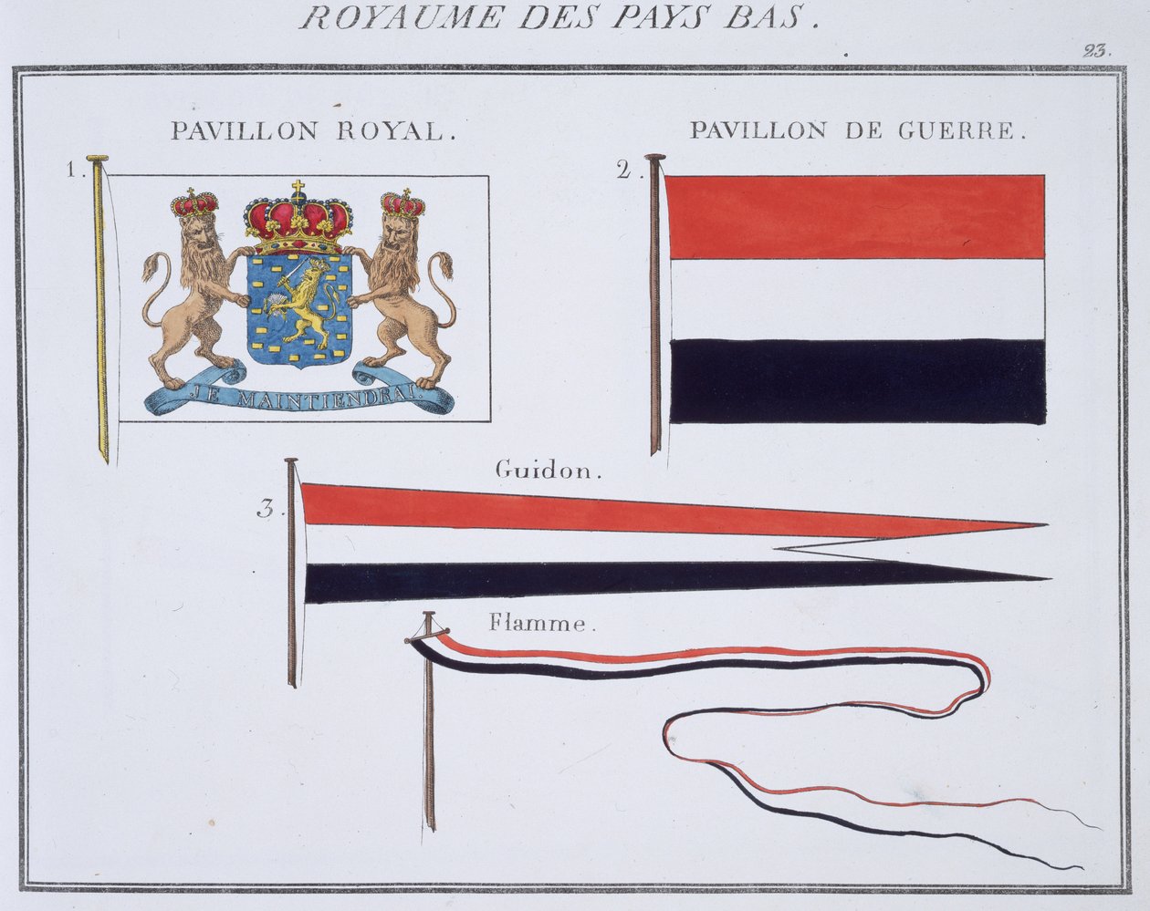 オランダ王国の旗、フランスの旗の本、1819年頃 作： フランス語学校