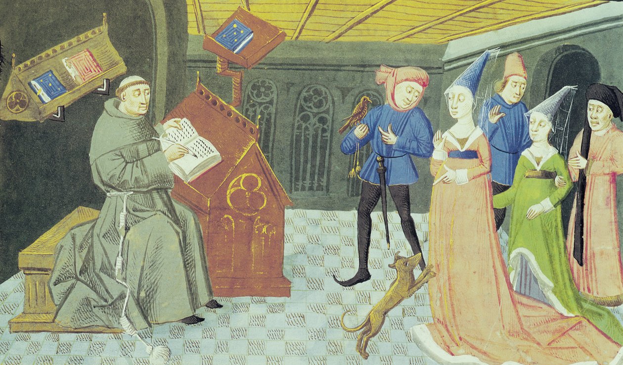 Fol.79r Carlo Marsuppini（d.1453）イラスト、Buonaccorso da MontemagnoによるControversia de Nobilitateから 作： フランス語学校