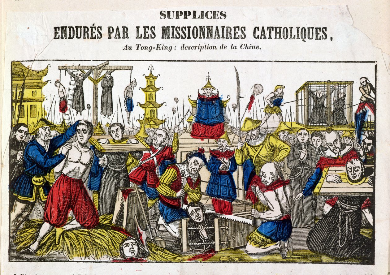 1840年、中国のトンキングでカトリックの宣教師が耐えた拷問の形態 作： フランス語学校