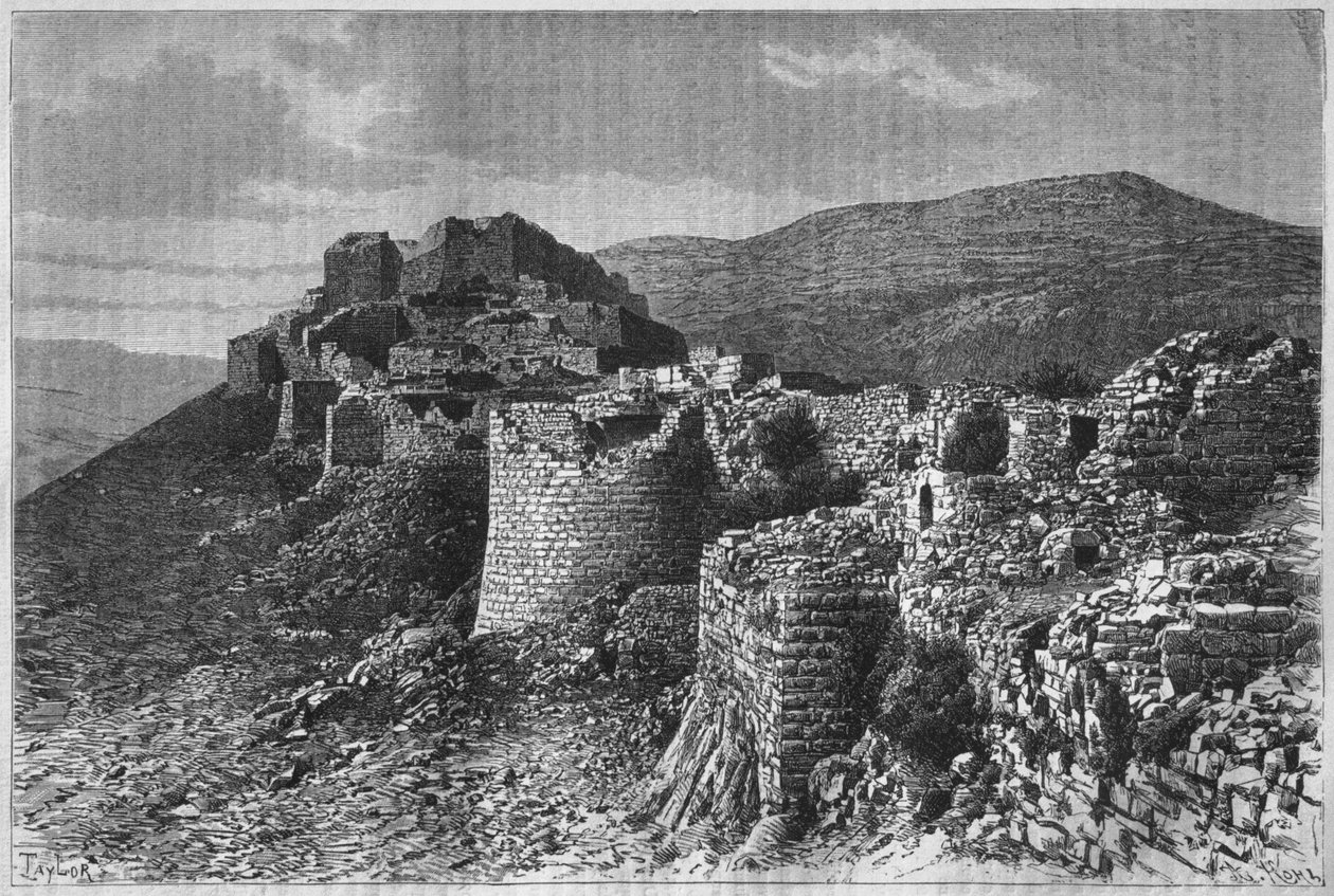 今日のシリアのバニヤス要塞。フェニシア、レバノン、ジューディーへの旅。 1884年、ルイシャルルエミールロルテの1875-1880（bw彫刻） 作： フランス語学校