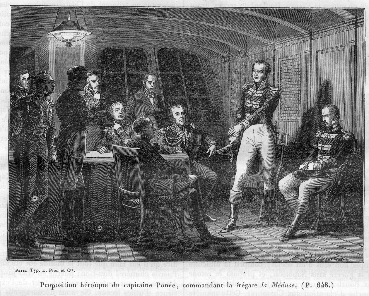 フランソワ・ポネ2世（1775-1863）、ラ・メドゥーゼの司令官、ナポレオンのフィデレ、皇帝に単独で戦うことを申し出る ル・ベロフォン-アドルフ・ティエの「領事の歴史に続く帝国の歴史」の中で-1879年-個人蔵 作： フランス語学校