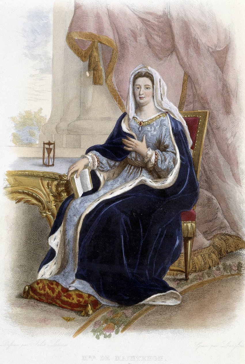 フランソワーズ・ドービーニュ、マントノン侯爵夫人、フランス人女性（1635-1719）-「Le Plutarque francais」、Ed. Mennechet掲載 作： フランス語学校