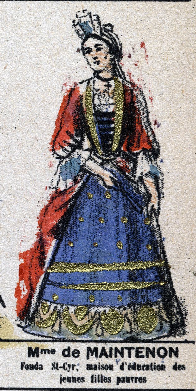 ルイ14世の寵愛を受けたマントノン侯爵夫人フランソワーズ・ドービーニュ（1635-1719）「Galeriede Kings and Queens of France and illustrious characters from 1643 to 1895」では、エピナルの画像を紹介しています。 作： フランス語学校