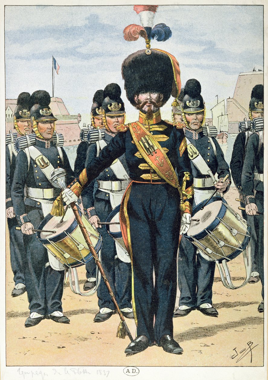 1837年のフランス海軍バンド、1900年頃 作： フランス語学校