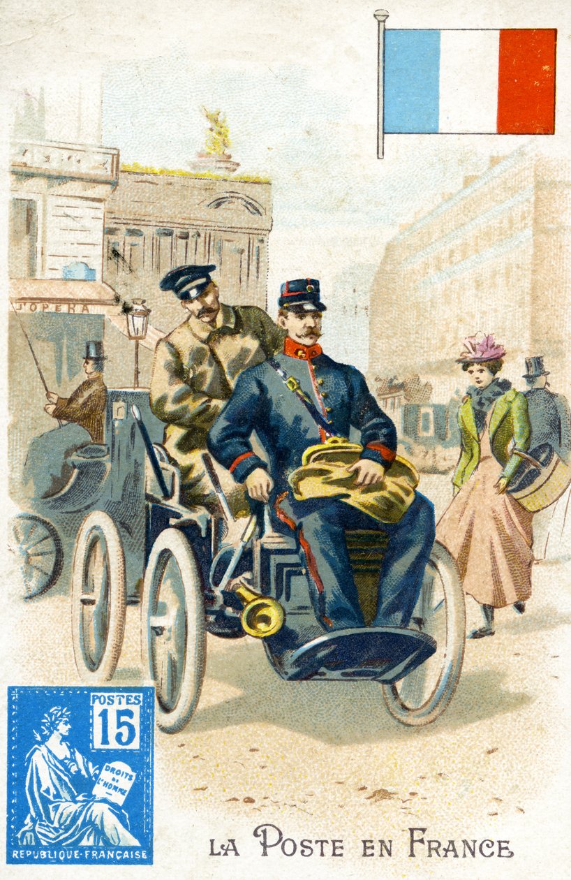 19世紀後半の電動車両のフランスの郵便配達 作： フランス語学校