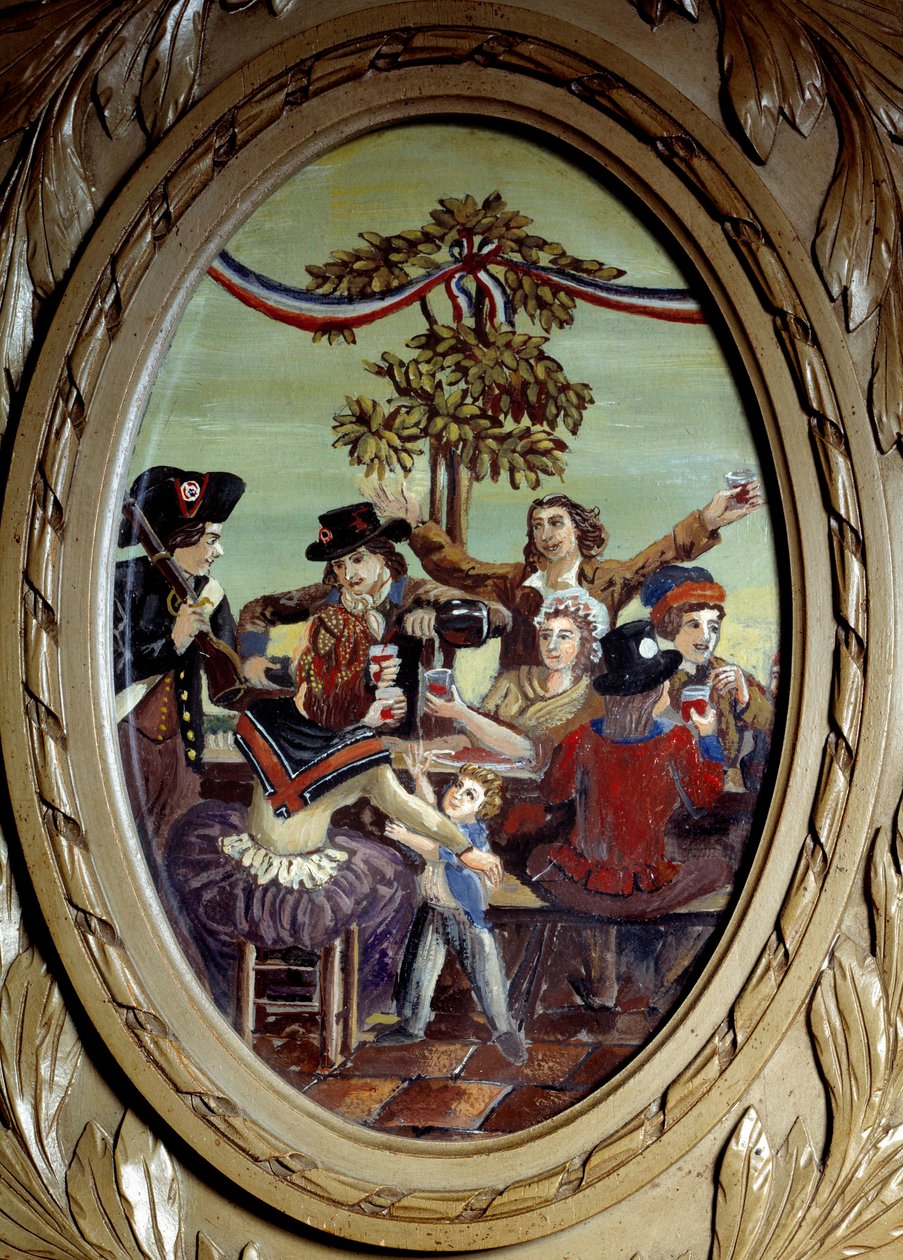 フランス革命。"パリのカフェ・ル・プロコペでの共和国の食事" 匿名の絵画。18世紀 パリ、ル・プロコペ 作： フランス語学校