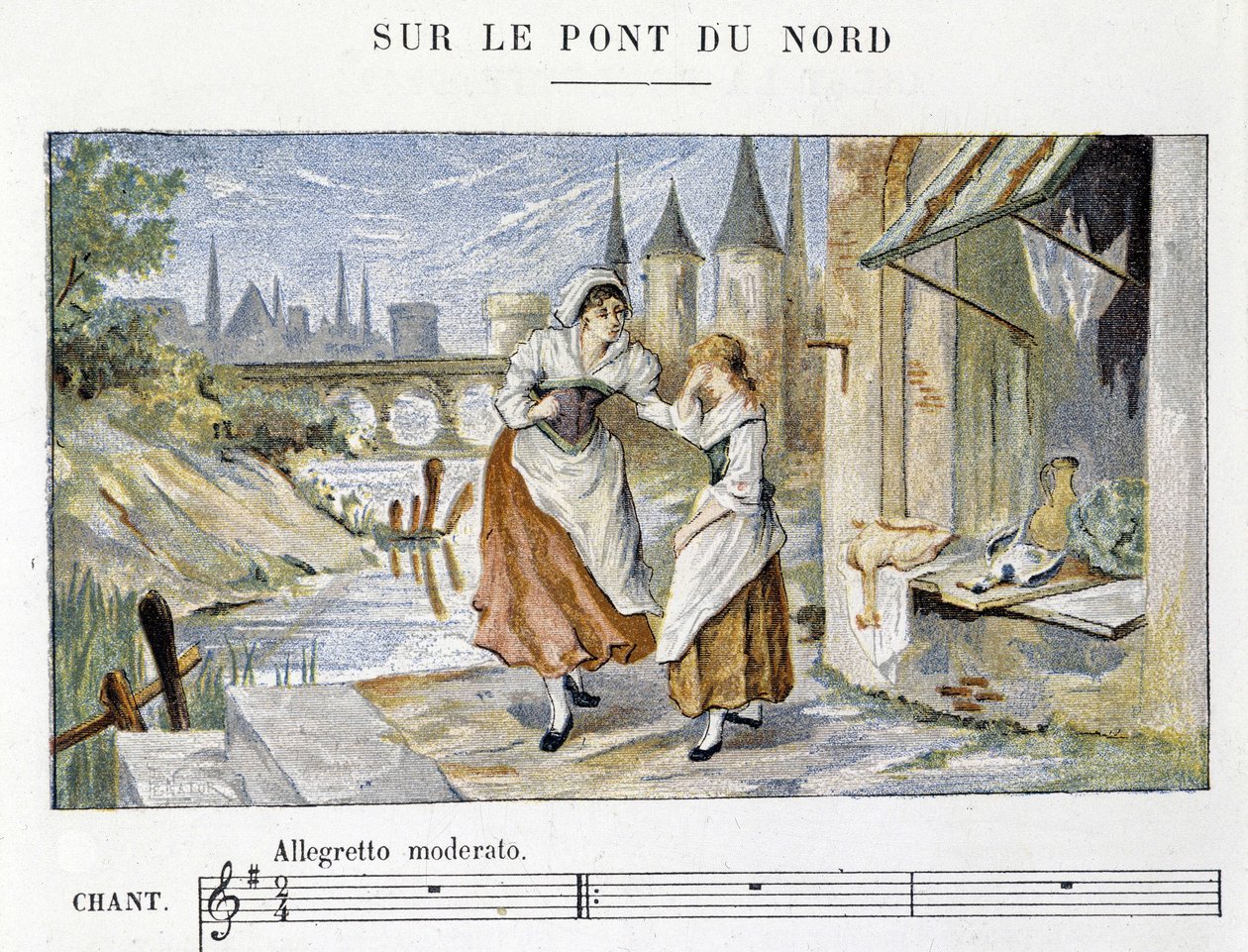 フランスの民謡・伝統歌謡。"Sur le pont du Nord", n.d. 作： フランス語学校