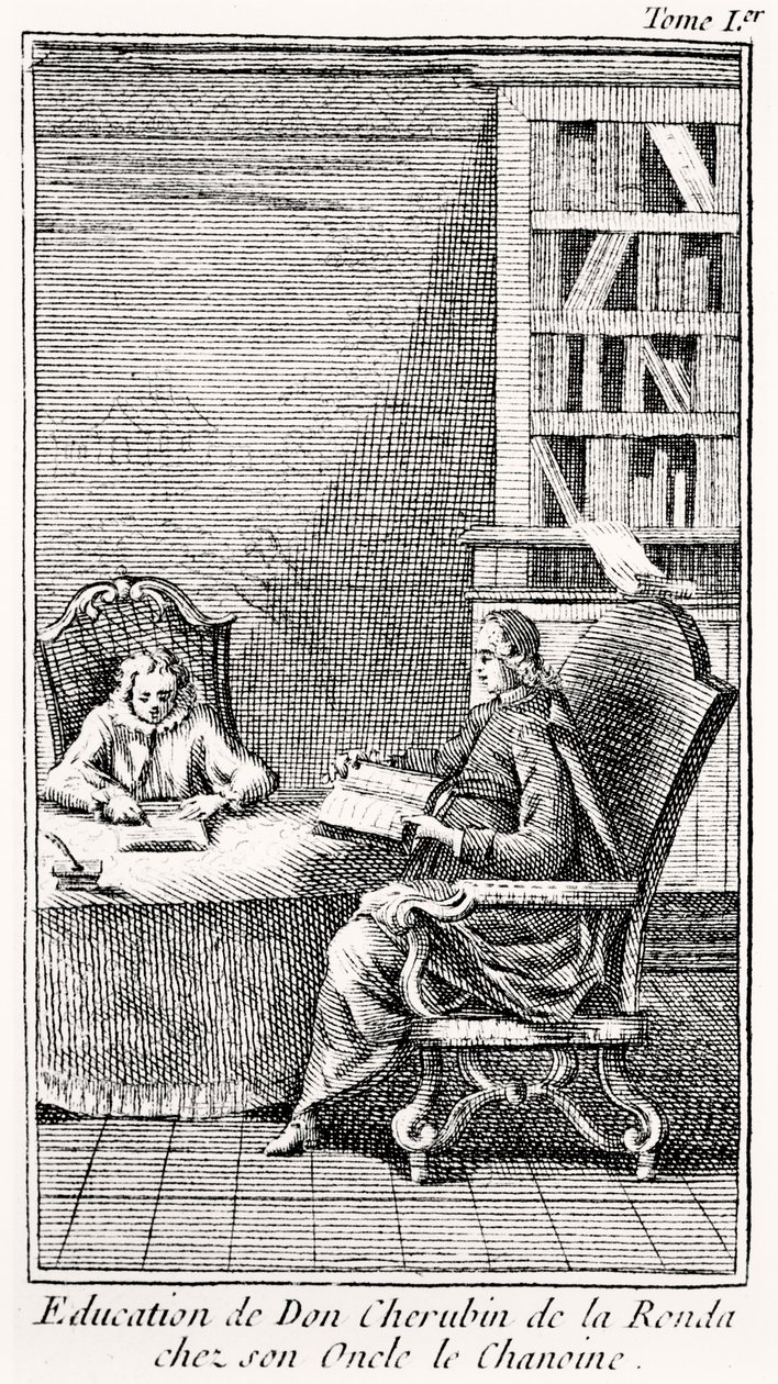 The Bachelier Of Salamanca」の序文、1759年頃（エングレーヴィング 作： フランス語学校