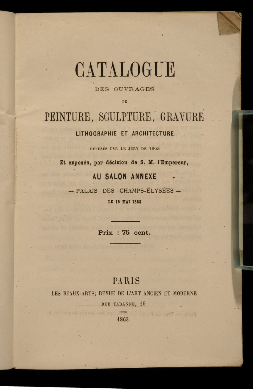 Salon des Refusesのカタログのフロントピース、1863 作： フランス語学校