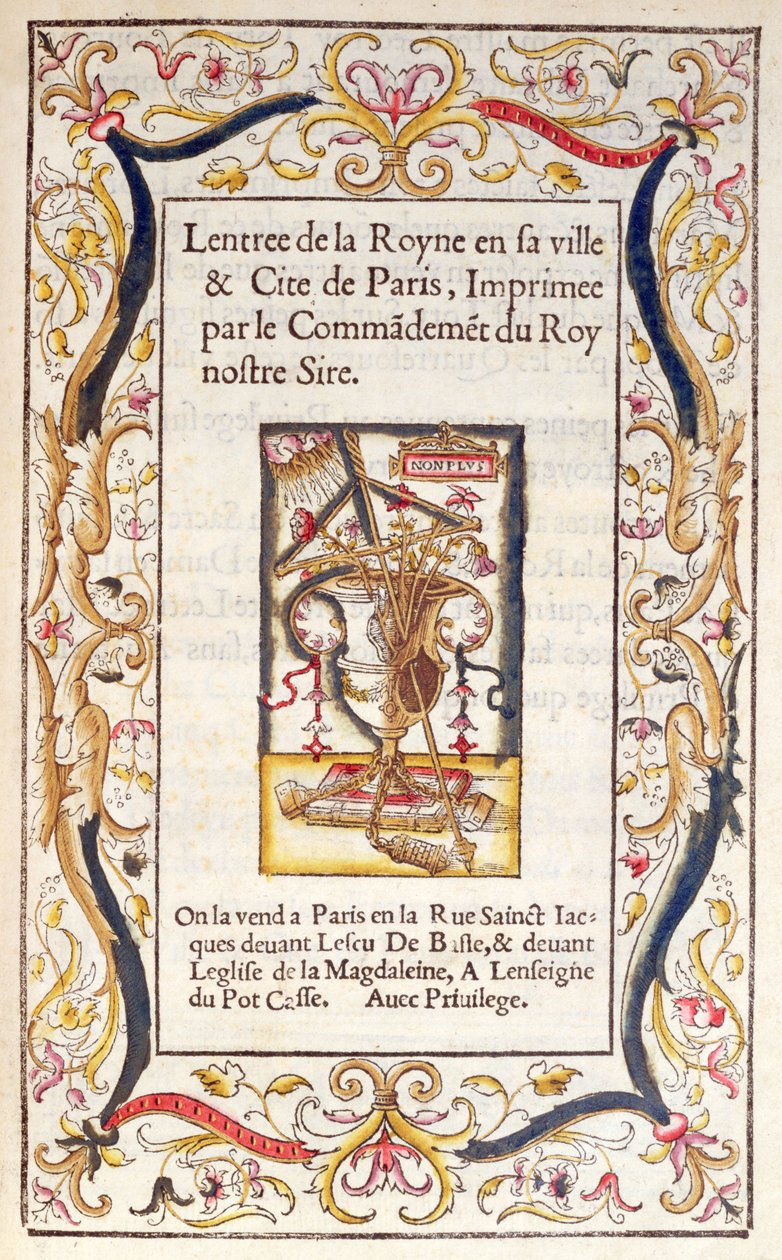 1531年のパリへのマルグリットドナバール（1492-1549）の進入についての本の口絵 作： フランス語学校