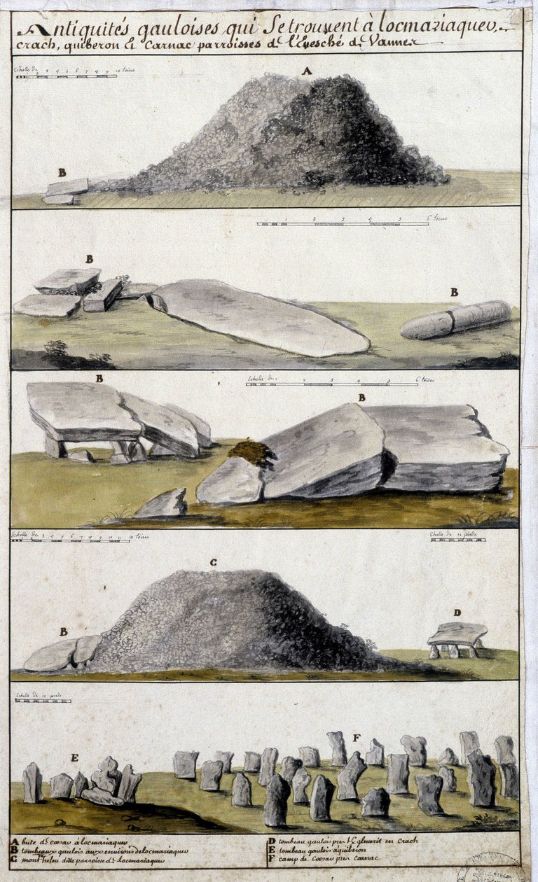 Eveche de VanneのLocmaziaquev、Crach、Quiberon、CarnacにあるGallic Antiquites - Robienによる「Brittanyの歴史的、地形的、自然的な記述」の中で。 作： フランス語学校