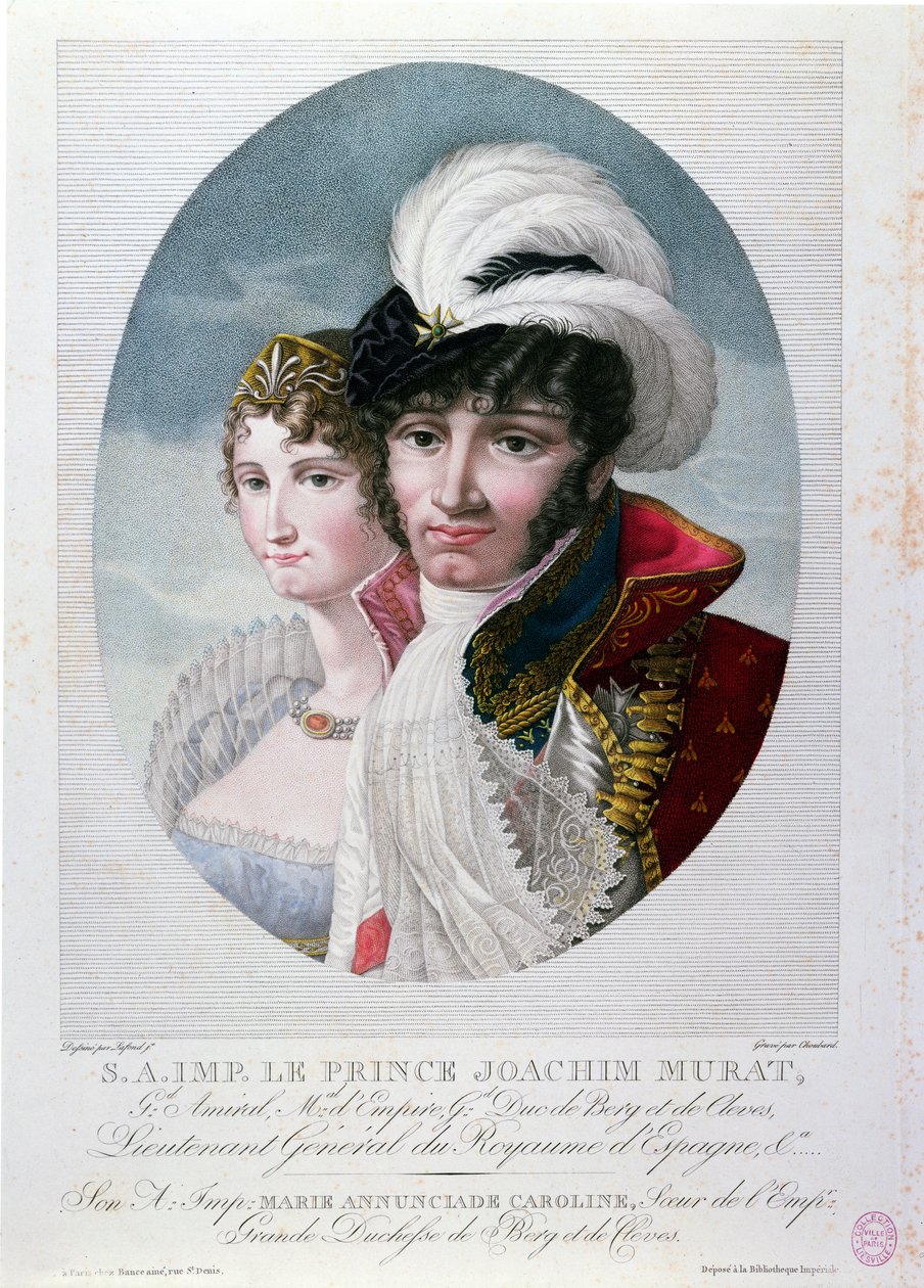 ヨアヒムムラート将軍（c.1767-1815）と妻のキャロラインボナパルト（1782-1839） 作： フランス語学校