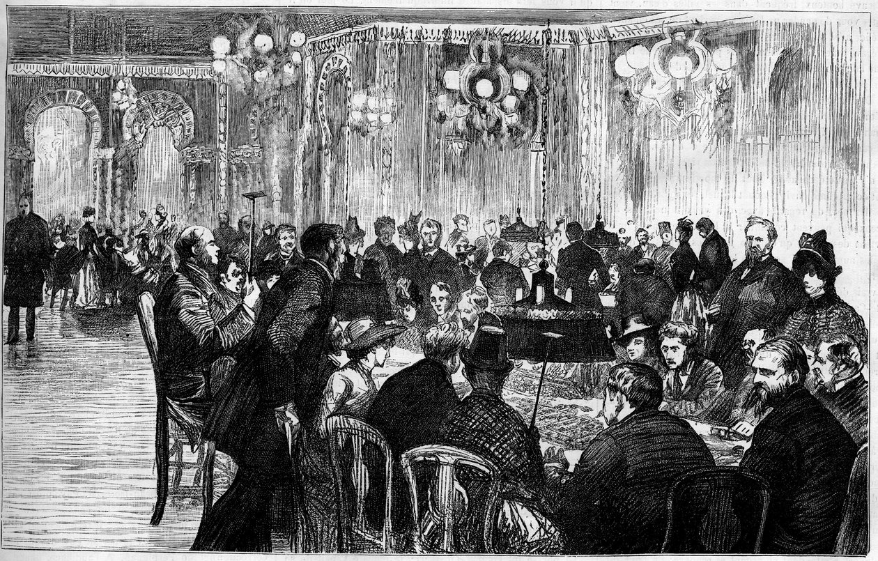 モンテカルロ（Monte-Carlo）のカジノのゲームルームの全景。"Le Monde Illustré "に掲載されたエングレーヴィング 作： フランス語学校