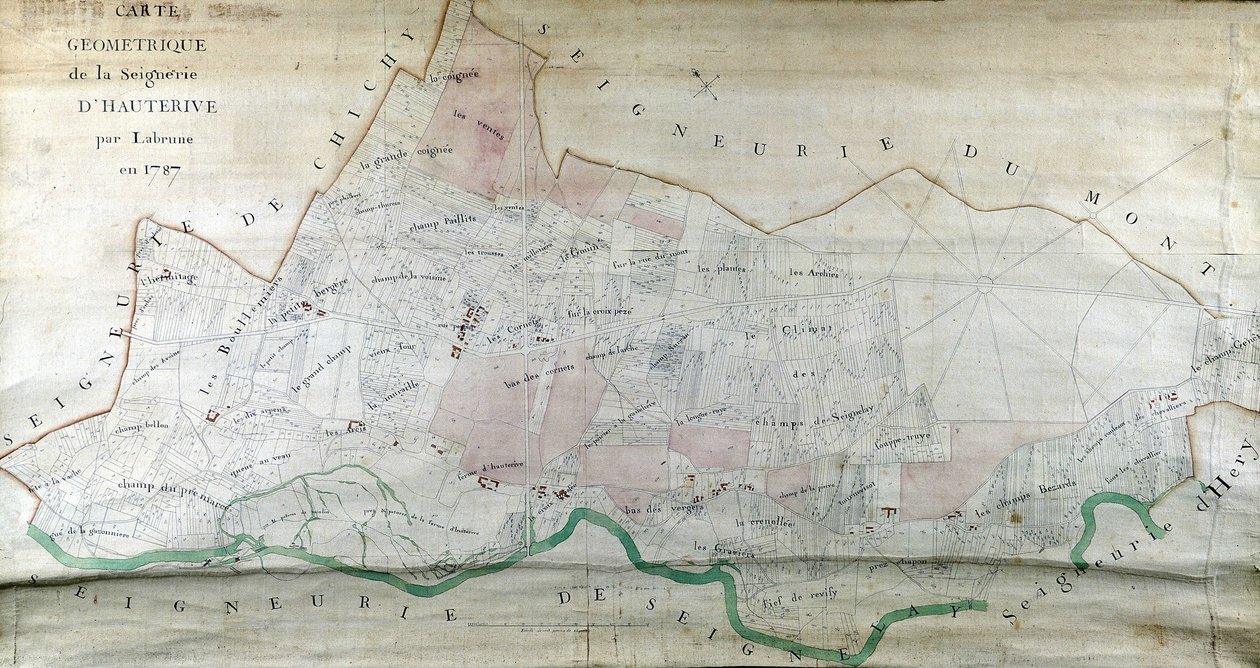 1787年にLabruneが作成したHauterive公国の幾何学的地図。 作： フランス語学校