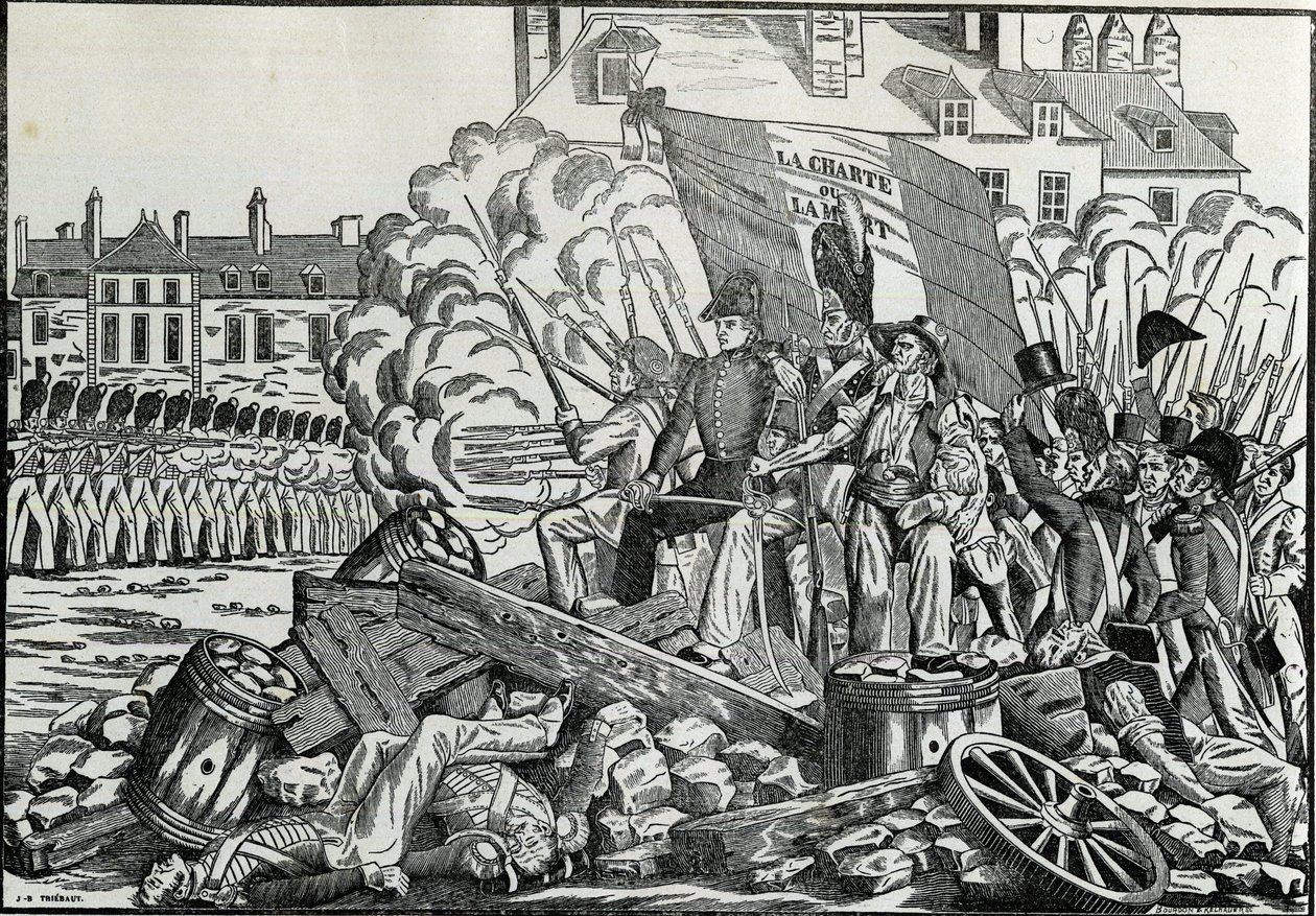 1830年7月、パリ市庁舎地区で行われた栄光と記憶に残る戦い - Revolution de 1830 - 1830年7月のパリでの戦い。 作： フランス語学校