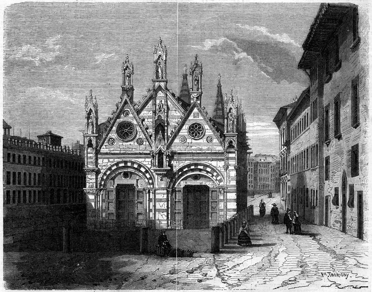 ゴシック建築：イタリア・ピサ（Pisa）のサンタ・マリア・デッラ・スピーナ教会（13世紀～14世紀）の外観図 作： フランス語学校
