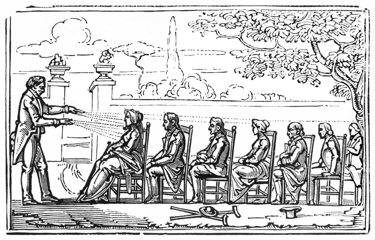 グループ磁気療法、Baron du PotetによるTherapeutique Magnetiqueのイラスト、1863 作： フランス語学校