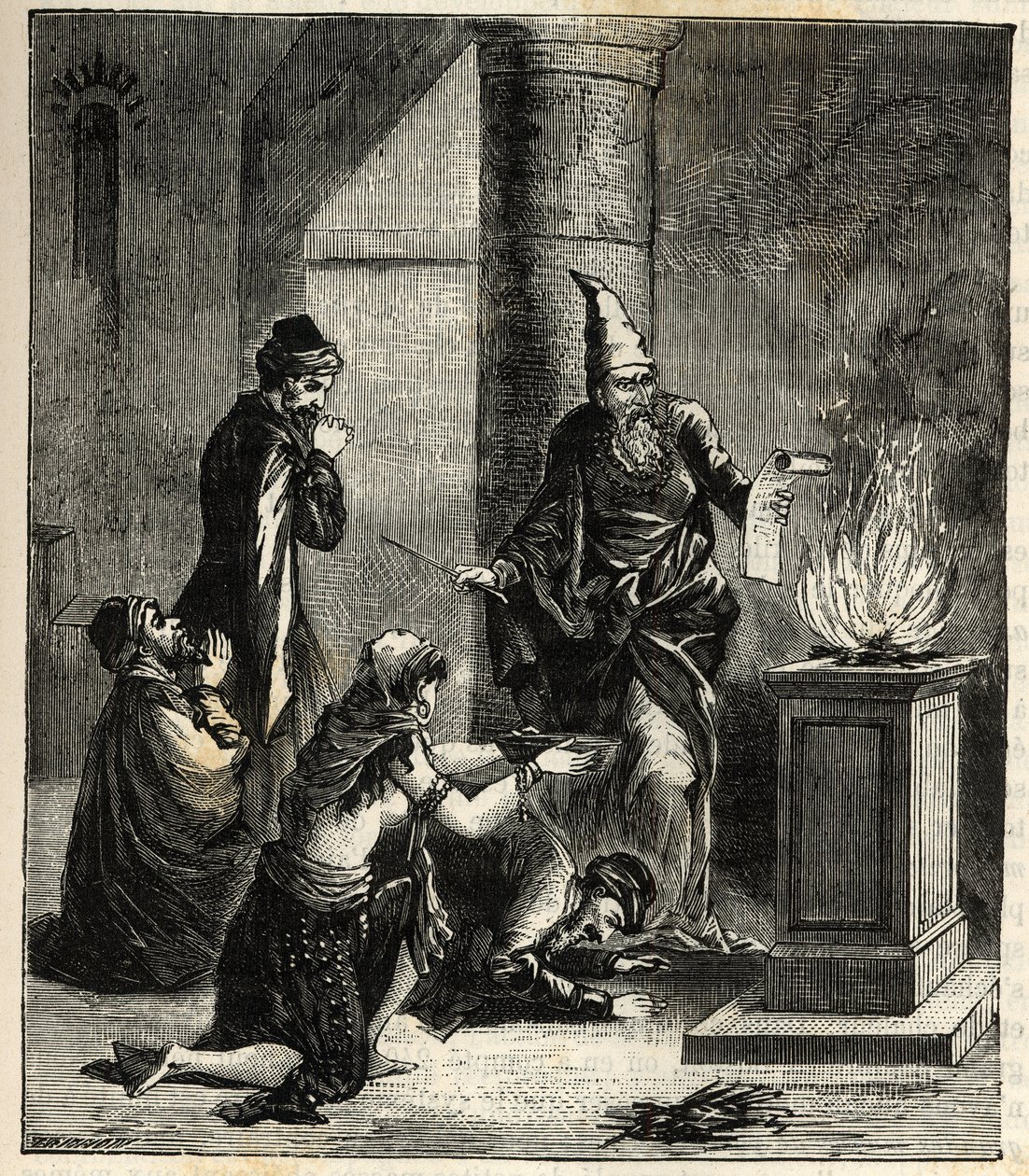 Guebres (or Zoroastrian) - Adorateurs du feu - - Alexis Clercの "Sciences à la potee de tous - physics et chimie populaires "に掲載されたエングレーヴィング。19世紀後半個人蔵。 作： フランス語学校