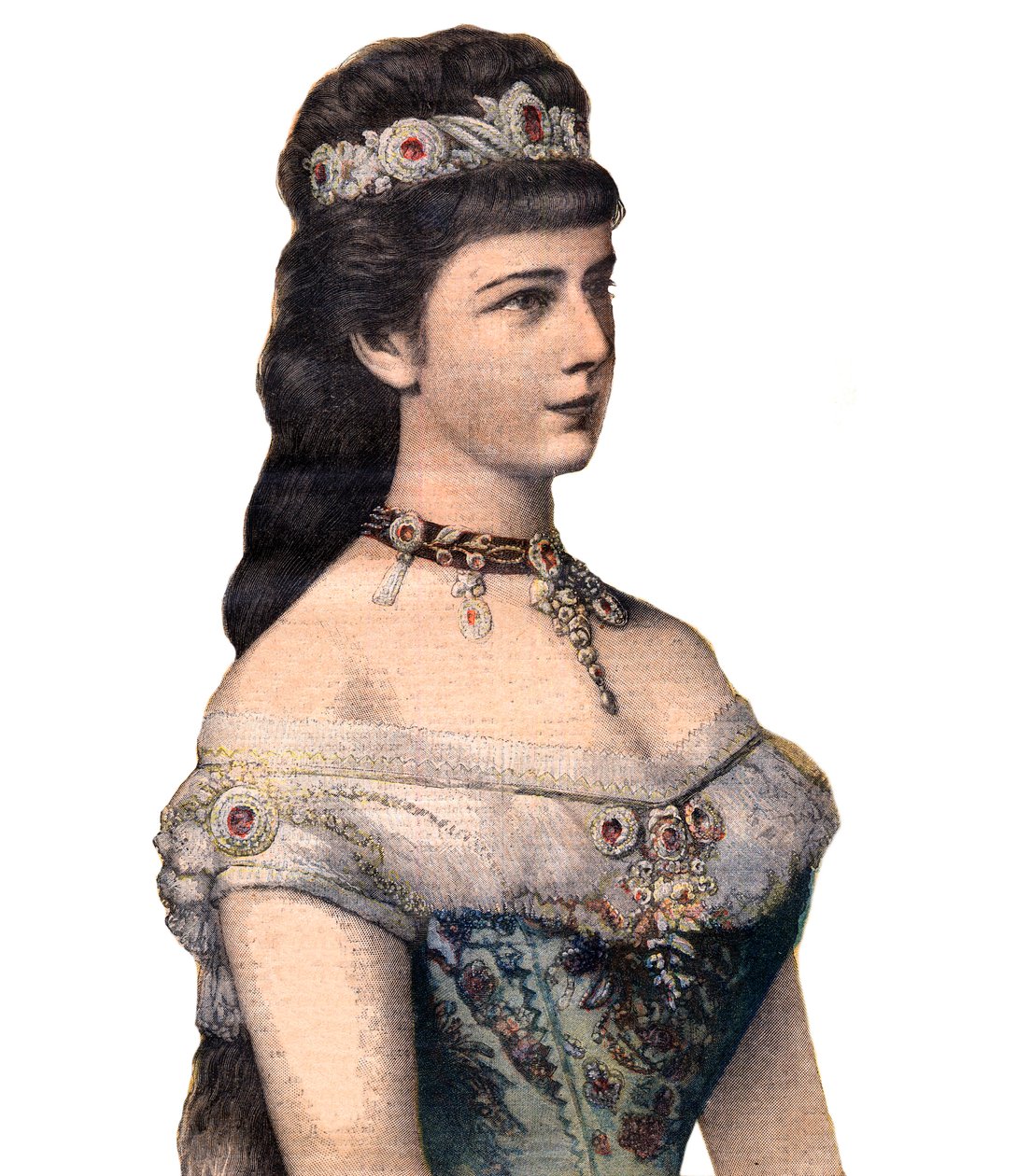 フランスのゲスト。1896年12月20日付「Le Petit Journal」に掲載されたオーストリアのフランシス・ヨーゼフ1世の妃、皇后エリザベート（シシィ）の写真（エングレーヴィング）。 作： フランス語学校