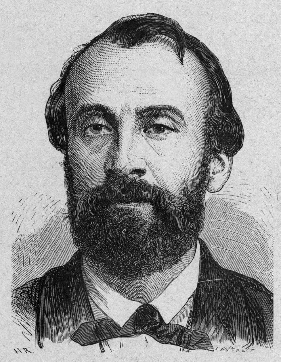 Henri Giffard (1825-1882) inventor francês do aeróstato a vapor, gravura 作： フランス語学校