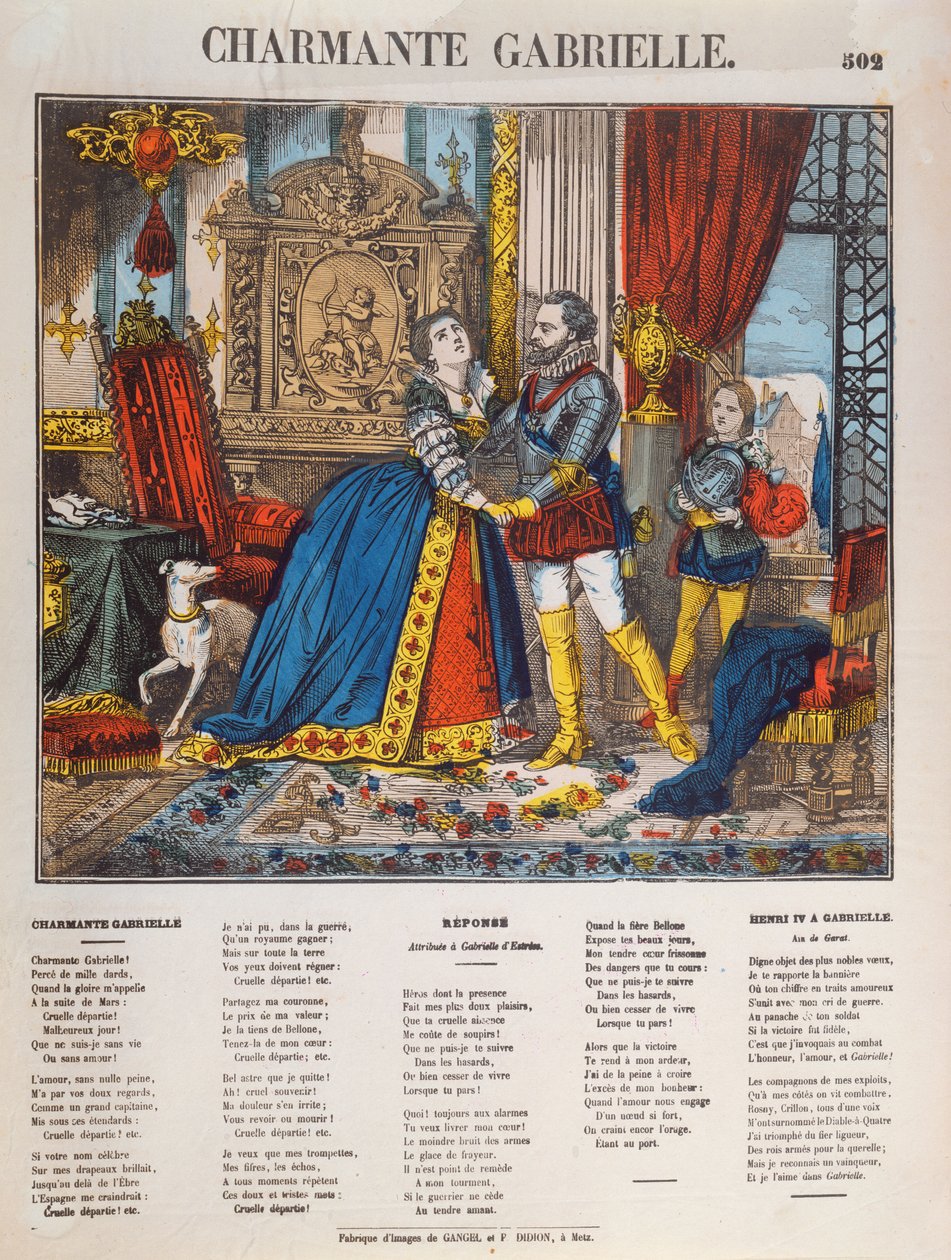 アンリ4世（1553-1610）、フランス国王と彼のミストレスガブリエルデストリー（1573-99） 作： フランス語学校