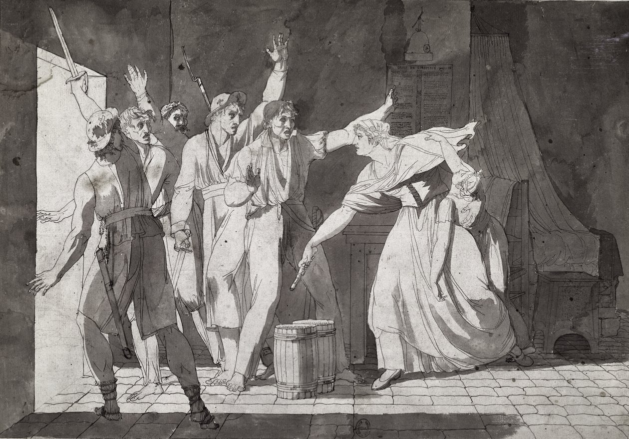 1793年にサンミシエの支配権を得たヴァンデの強盗に直面した女性の英雄的行動（217884も参照） 作： フランス語学校