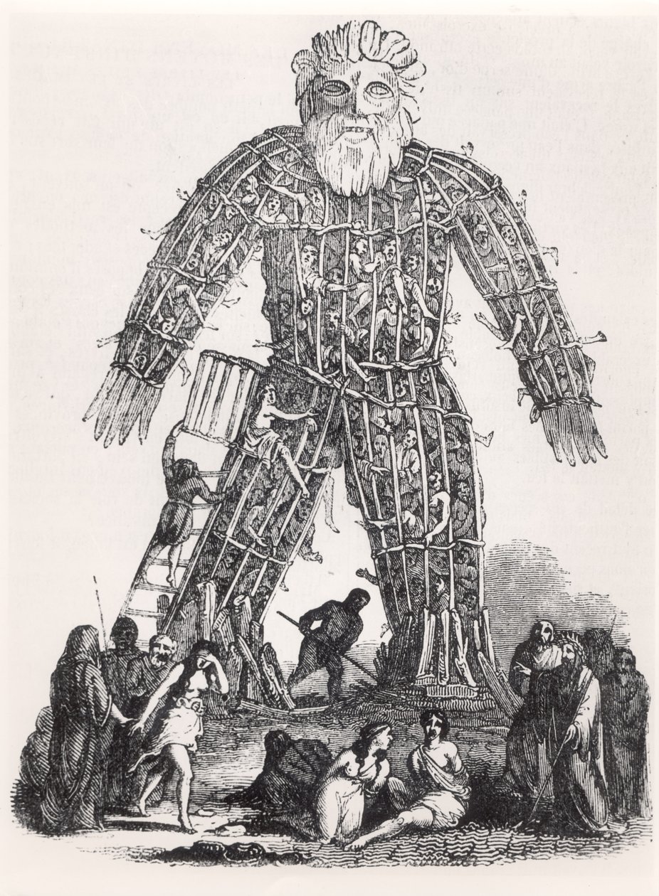 マガシンピトレスク作、ウィッカーマンのガリッシュドルイドによる人間の犠牲、1833年 作： フランス語学校
