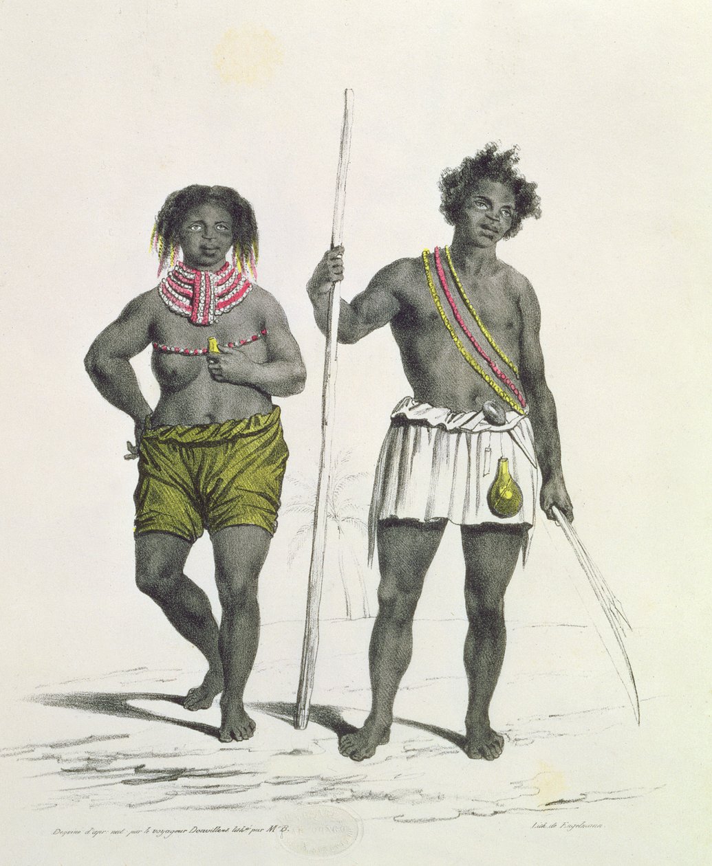 Godefroy Engelmann (1788-1839) によって彫刻された、アンゴラのベンゲラ王国の偶像崇拝的な黒 作： フランス語学校