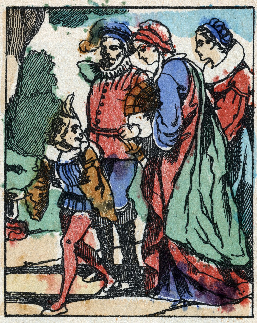 フランスの作家、シャルル・ペロー（1628-1703）の物語 "Riquet a la houppe "の挿絵。エピナルのイメージング・ペランの木版画。19世紀後半の作品。 作： フランス語学校